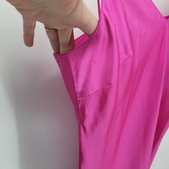 O.p.t. womens small pink Dona satin slip maxi dress polyester blend barbie - Picture 13 of 14